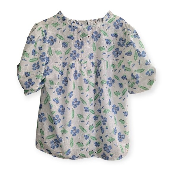 Romantic Bohemian White Eyelet Voy Eyelet Blouse Med - Picture 2 of 9